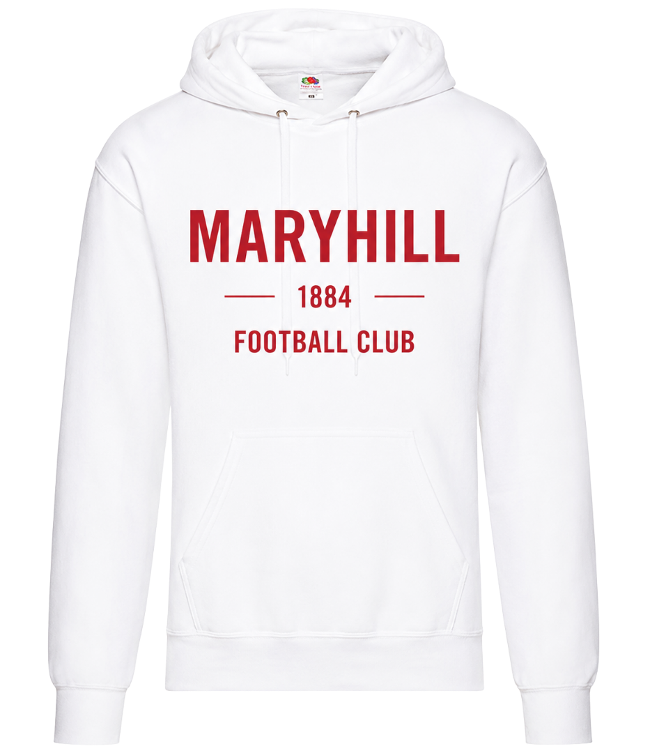 Maryhill FC 1884 Hoodie – White / Red Print