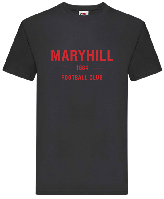 Maryhill FC 1884 Tee – Black / Red Print