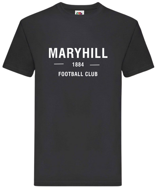 Maryhill FC 1884 Tee – Black / White Print