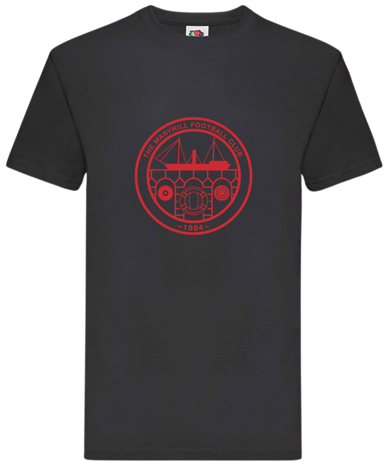Maryhill FC Crest Tee - Black / Red Print